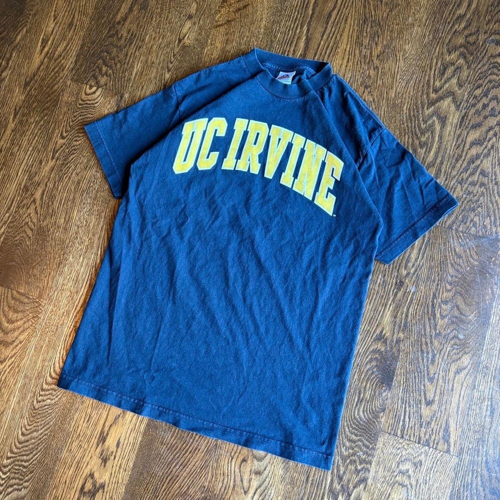 Vtg 2000s UC Irvine Mens M AAA Alstyle Black Yellow Arch Logo College Tee Y2K